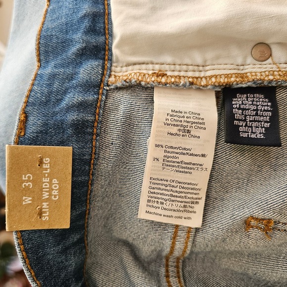 MADEWELL Women's Slim Wide- Leg Crop Blue Jeans in Garrett Wash Sz 35 - Picture 10 of 16